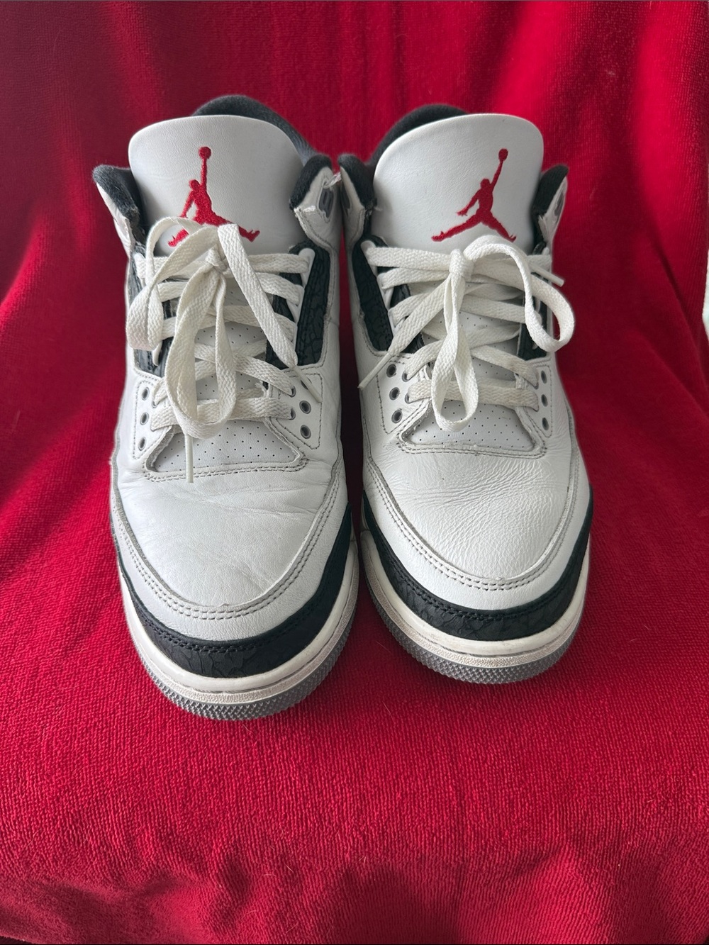 JORDAN AIR White/Black/Red Retro-Style Men's Sneakers